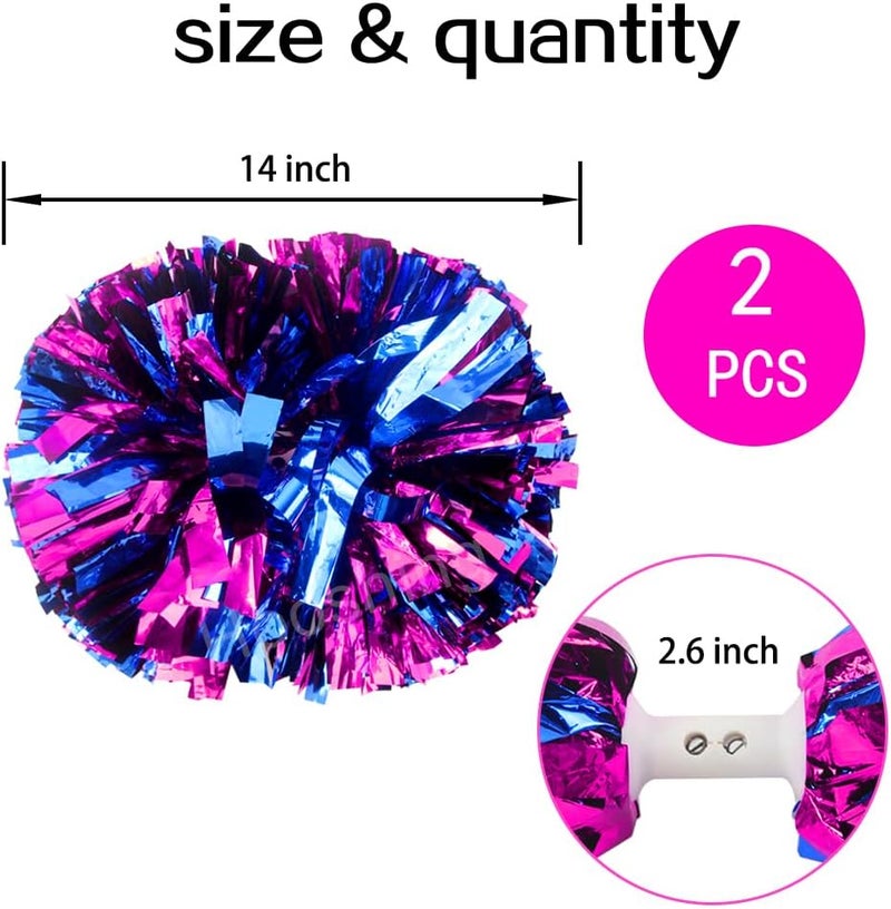 Hooshing 2PCS Pom Poms Cheerleading Professional Cheer Pom Poms with Baton Handle (No Zip Tie) for Cheer Squad Team Sports Spirited Party Dance Training - Image 2